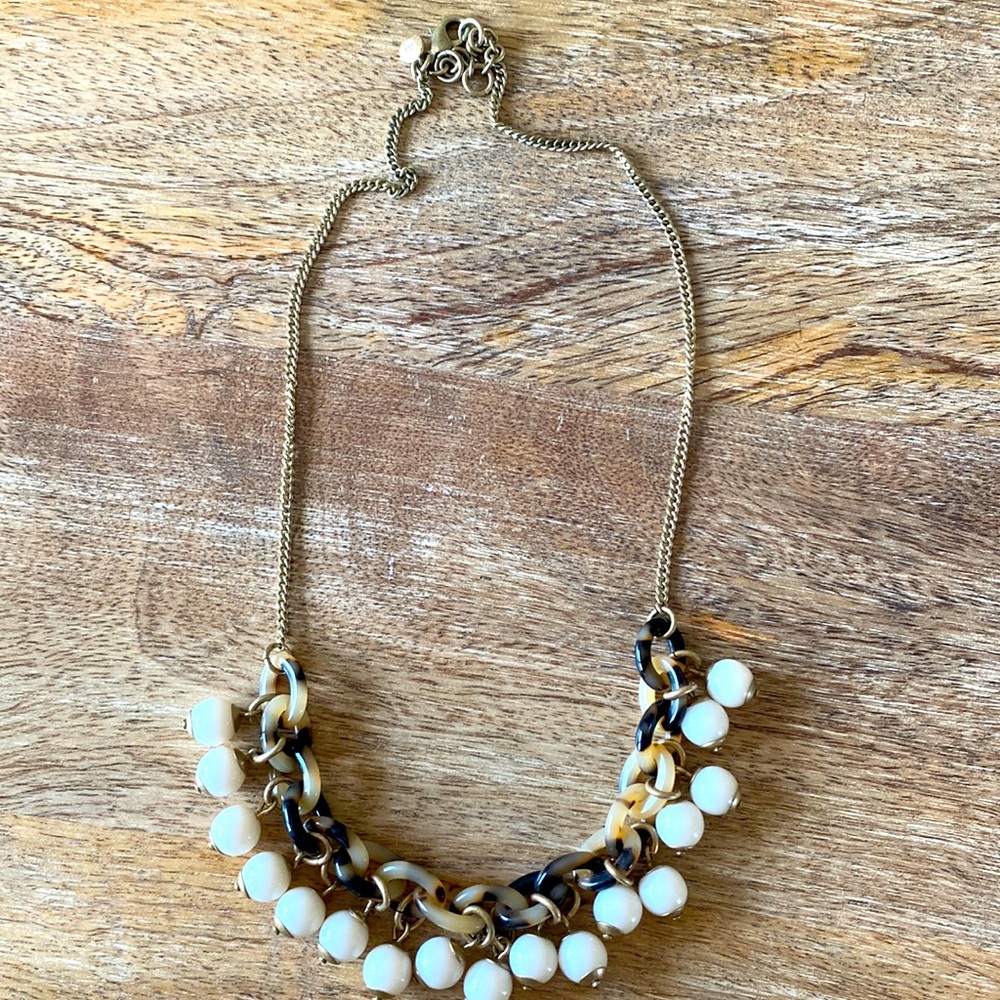 J crew tortoise shell and pearl necklace
